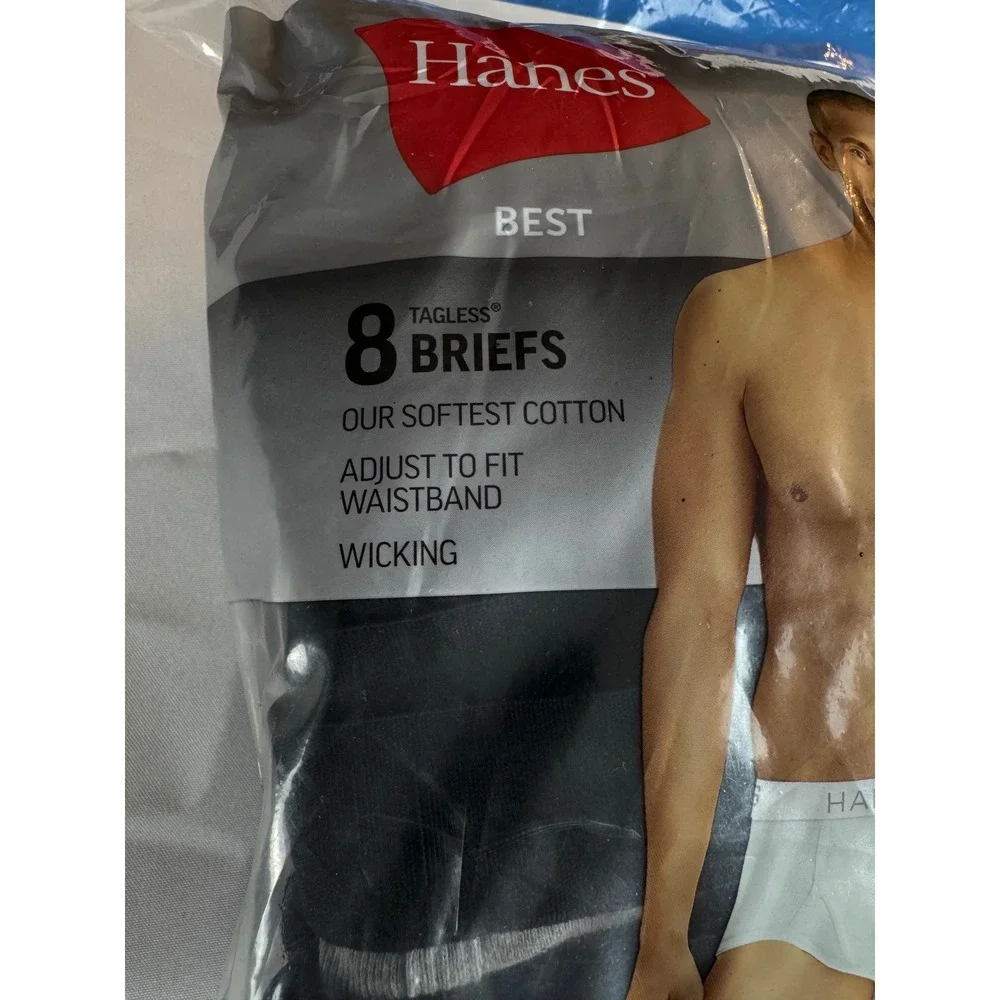 Hanes Men's Large 8 Pack Tagless Cotton Briefs Cool Comfort Moisture Wicking NWT